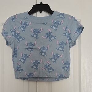 Print Stitch Cropped Shirt